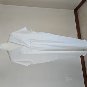 Free People Beach XS Sun Shower Cotton Midi Dress Coverup White Pockets Coastal